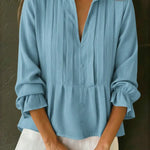 Women's Solid Color Cotton And Linen Pleated Top