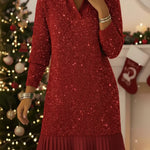 Elegant Polo Neck Shimmering Knit Dress