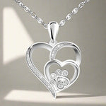 Silver Paw Heart Zirconia Necklace