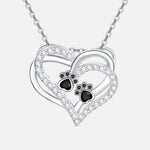 Dog Paw Heart Zirconia Necklace