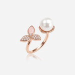 Pearl Leaf Open Ring