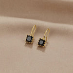 Crystal Black Stone Drop Earrings