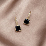 Crystal Black Stone Drop Earrings