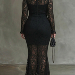 Helena | Black Lace Fishtail Maxi