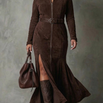 Selena | Suede-Look Dress with Belt