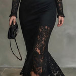Helena | Black Lace Fishtail Maxi