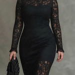 Helena | Black Lace Fishtail Maxi