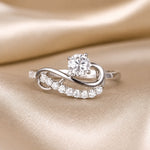 White Gold Infinity Swirl Wave Moissanite Ring
