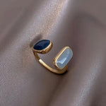 Dual Gemstone Adjustable Open Ring