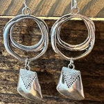 Vintage Silver Hanging Square Dangle Earrings