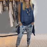 MIREYA™ - Asymmetrical Top & Floral Pants Set