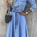 Luna | Long Sleeve Denim Dress
