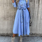 Luna | Long Sleeve Denim Dress