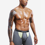 Dual Pouch Men's Long Legs Sports Boxer Briefs