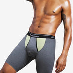 Dual Pouch Men's Long Legs Sports Boxer Briefs