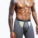 Dual Pouch Men's Long Legs Sports Boxer Briefs