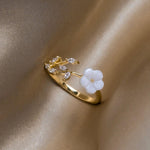 White Blossom Adjustable Ring
