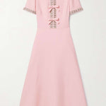 Abigail | Bow with Crystal Embellished Midi Dress